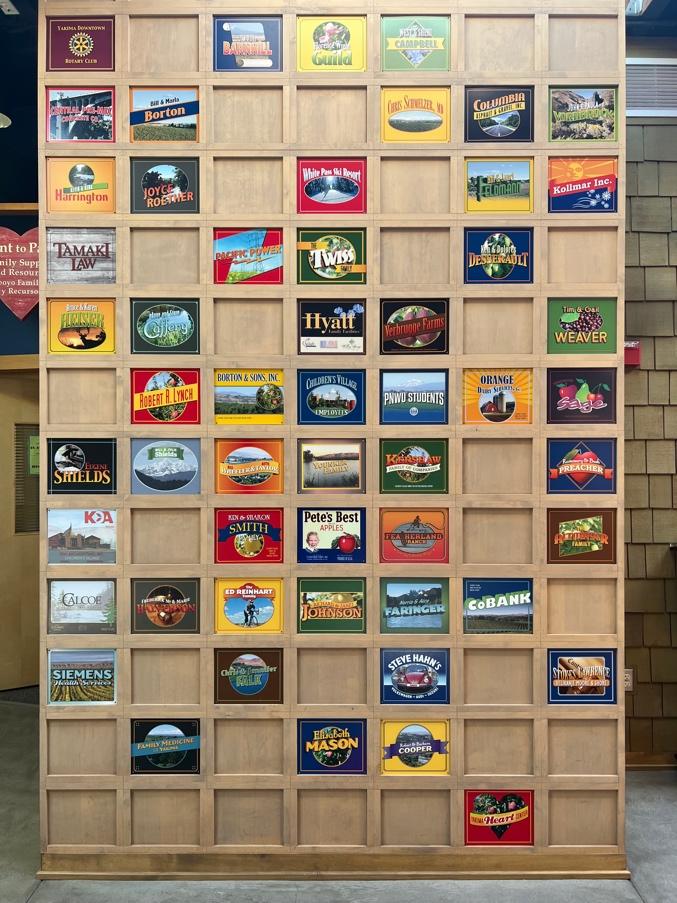 Children’s Village wall of honor, Apple label style recognition