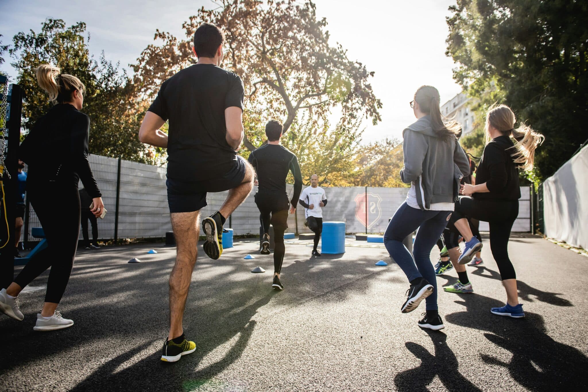 People exercising outside